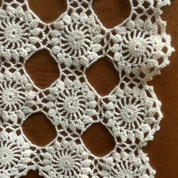 Handmade Crocheted 14” Square Doily - Picture 4 of 10